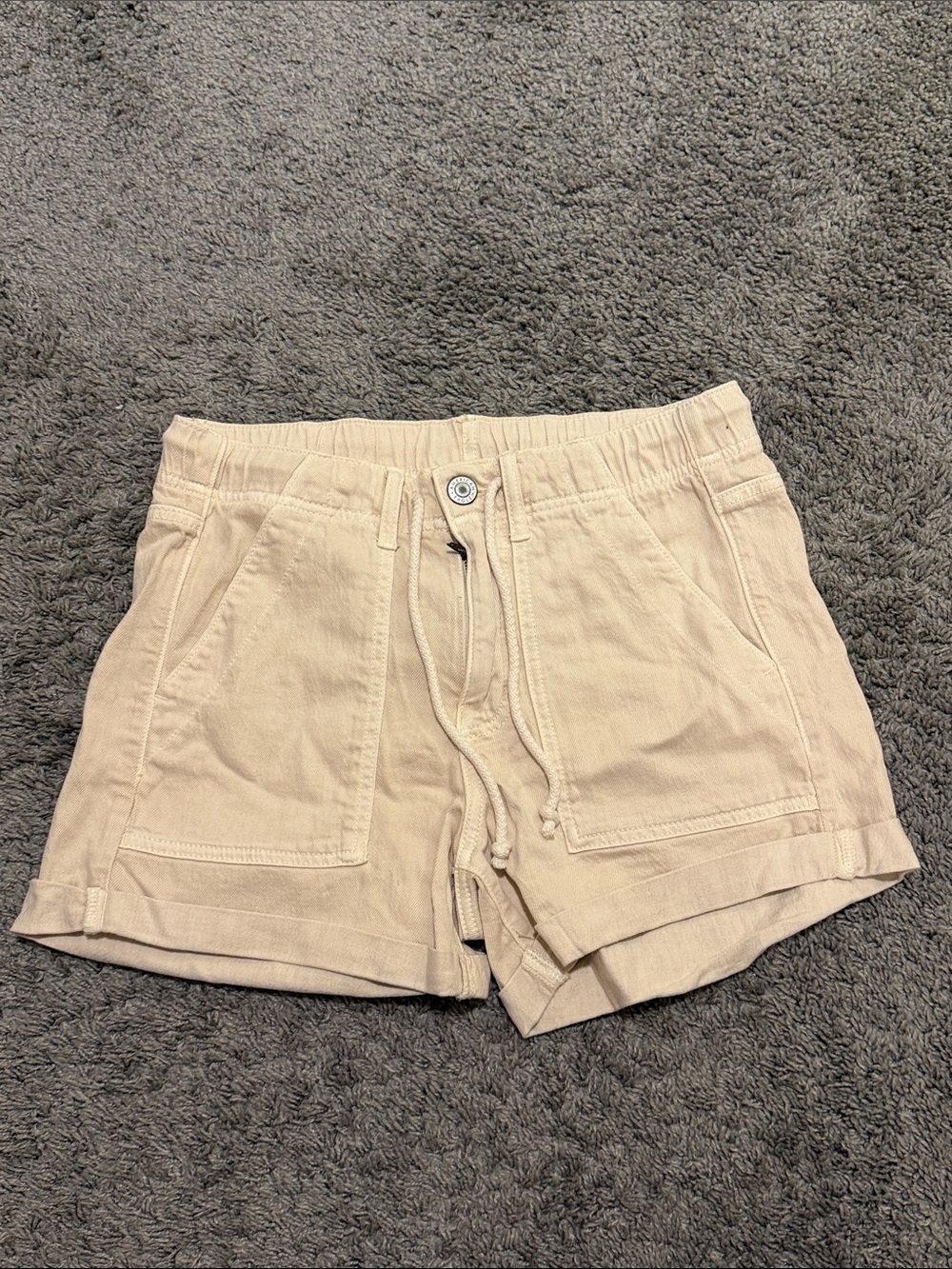 American Eagle Outfitters Tan High-Waist Drawstring Utility Shorts